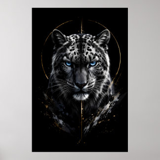 Póster Retrato de Leopardo de las Nieves Blanco | Ojos Az