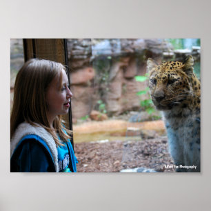Póster Retrato de Leopardo y Niño