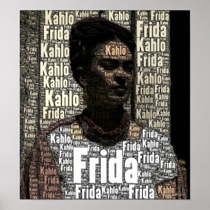 Póster Retrato de letras de Frida Kahlo