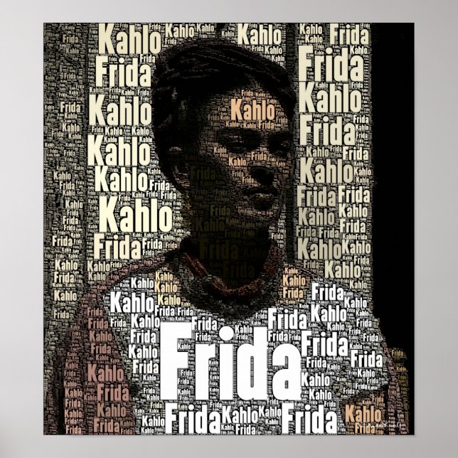 Póster Retrato de letras de Frida Kahlo (Frente)
