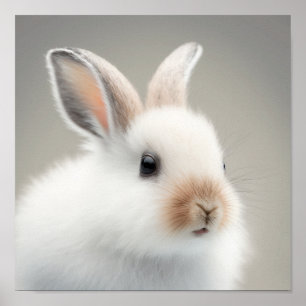 Póster Retrato de liebre de nevada de bebé lindo (conejo)