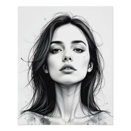 Póster Retrato de línea serena