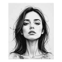 Póster Retrato de línea serena