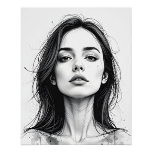Póster Retrato de línea serena