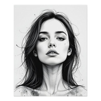 Póster Retrato de línea serena