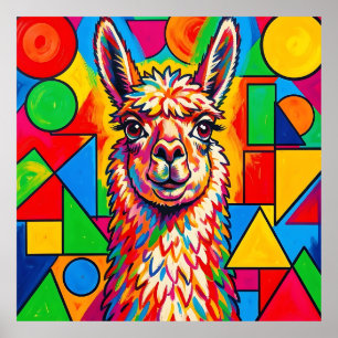 Póster Retrato de Llama Pop Art Vibrante
