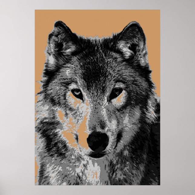Póster Retrato de lobo gris Poster de libertad motivacion (Frente)