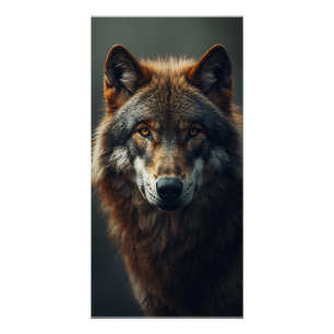 Póster Retrato de Lobo Majestuoso Fuerza y Confianza Real