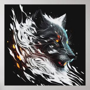 Póster Retrato de lobo pintura animal aventura de vida sa