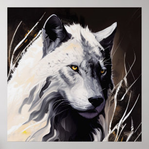 Póster Retrato de lobo pintura animal aventura de vida sa