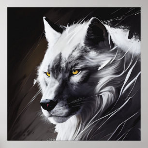 Póster Retrato de lobo pintura animal aventura de vida sa