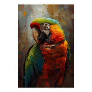Póster Retrato de loro artístico - Pintura de aceite vibr