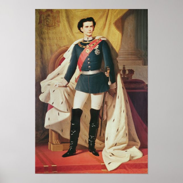 Póster Retrato de Ludwig II de Baviera con uniforme (Frente)
