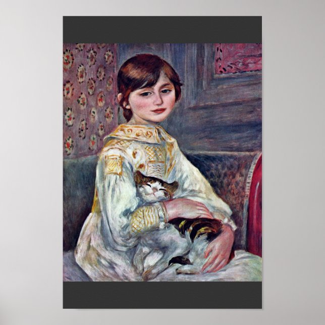 Póster Retrato De Mademoiselle Julie Manet Con Gato (Frente)