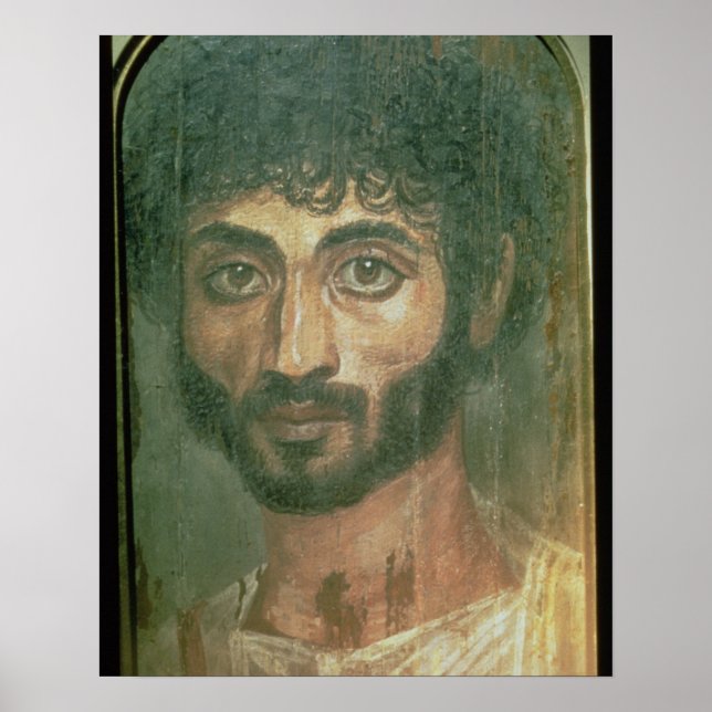 Póster Retrato de mamá de un hombre, de Fayum, Romano-Egi (Frente)