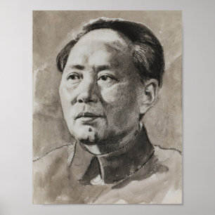Póster Retrato de Mao Zedong por Xu Beihong