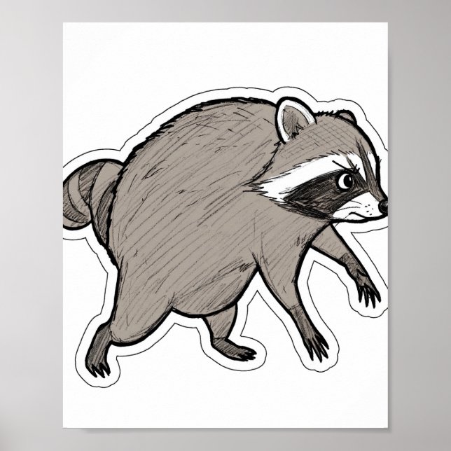 Póster Retrato de mapache (Frente)