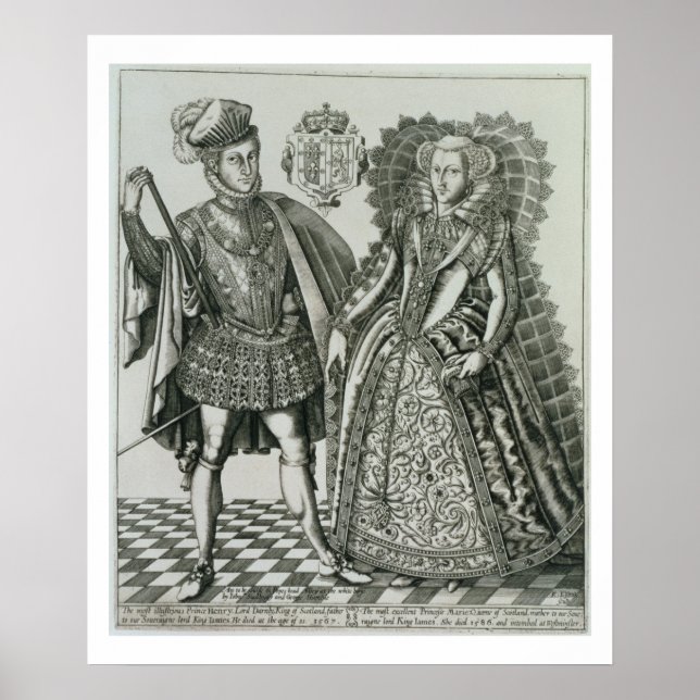 Póster Retrato de María, Reina de Escocia (1542-87) y Hen (Frente)