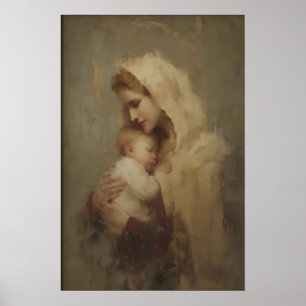 Póster Retrato de María sosteniendo al Niño Jesús, Pared