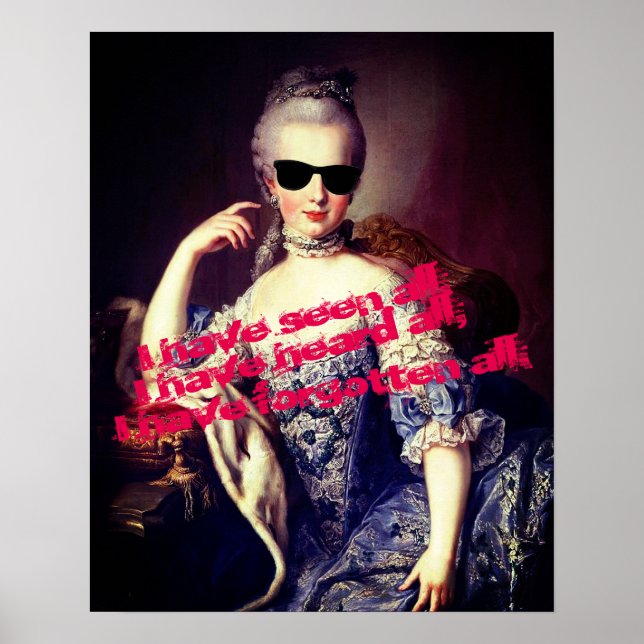 Póster Retrato de Marie Antoinette con cita de gafas de s (Frente)