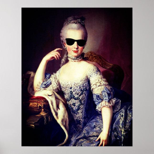 Póster Retrato de Marie Antoinette con gafas de sol (Frente)
