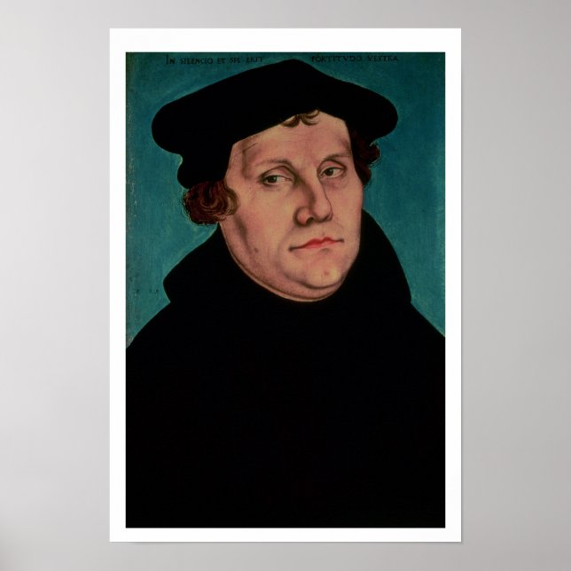 Póster Retrato de Martin Luther, 1529 (Frente)