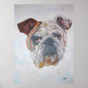 Póster Retrato de Mascota artístico de Bulldog estadounid