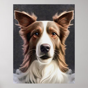 Póster Retrato de Mascota de Bella Artes de perro collie