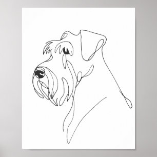 Póster Retrato de mascota Schnauzer pintado a mano