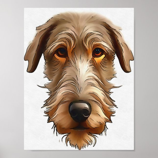Póster Retrato de Mascota Wolfhound irlandés (Frente)