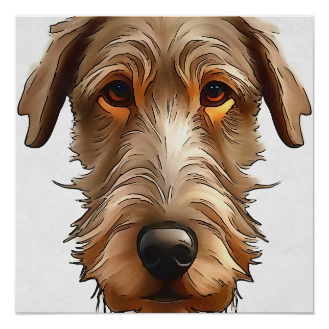 Póster Retrato de Mascota Wolfhound irlandés (Anverso)