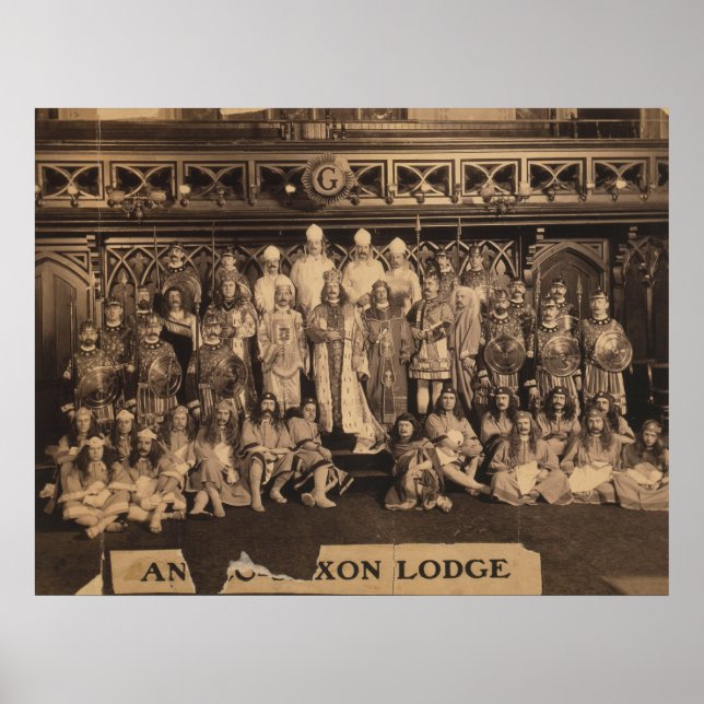 Póster Retrato de masones de la Logia anglosajona (Frente)