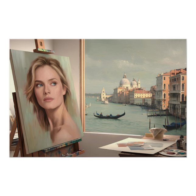 Póster Retrato de Michelle Pfeiffer en progreso - Pastel (Anverso)