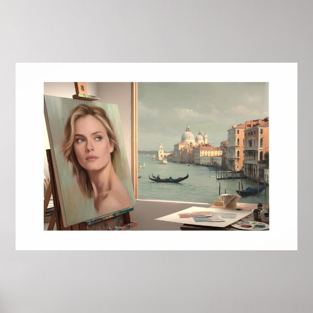 Póster Retrato de Michelle Pfeiffer en progreso - Pastel (Frente)