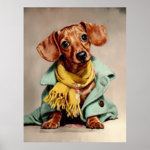 Póster Retrato de moda de Dachshund acogedor