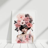 Retrato de moda floral de peonies rosados agitados