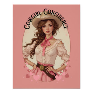 Póster Retrato de moda occidental de Coquette Cowgirl