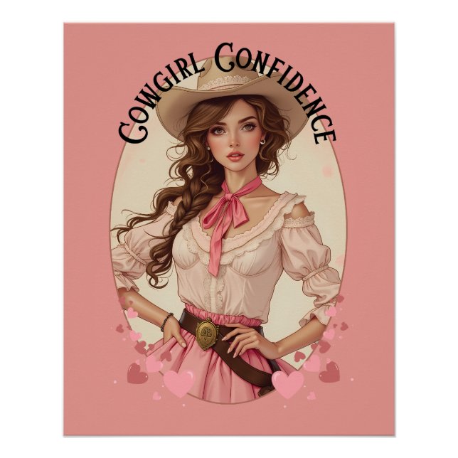 Póster Retrato de moda occidental de Coquette Cowgirl (Anverso)