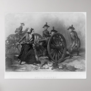 Póster Retrato de Molly Pitcher cargando un cañón