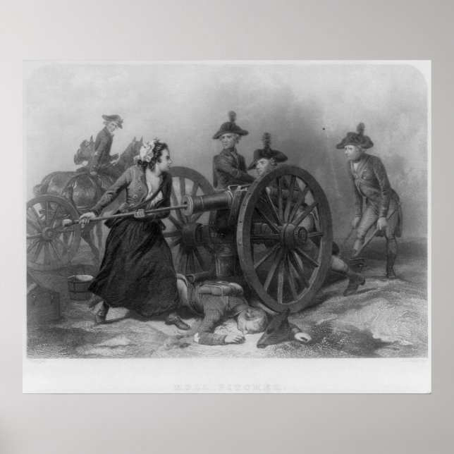 Póster Retrato de Molly Pitcher cargando un cañón (Frente)