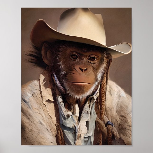 Póster Retrato de mono de vaquero (Frente)