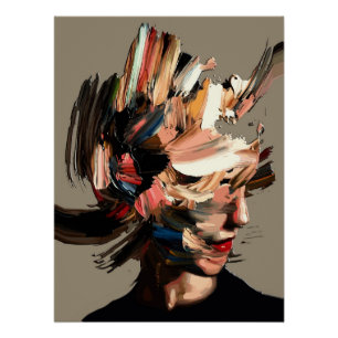 Póster Retrato de mujer abstracto Expresión de pincelada 