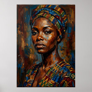 Póster Retrato de mujer africana tocado colorido audaz Oi
