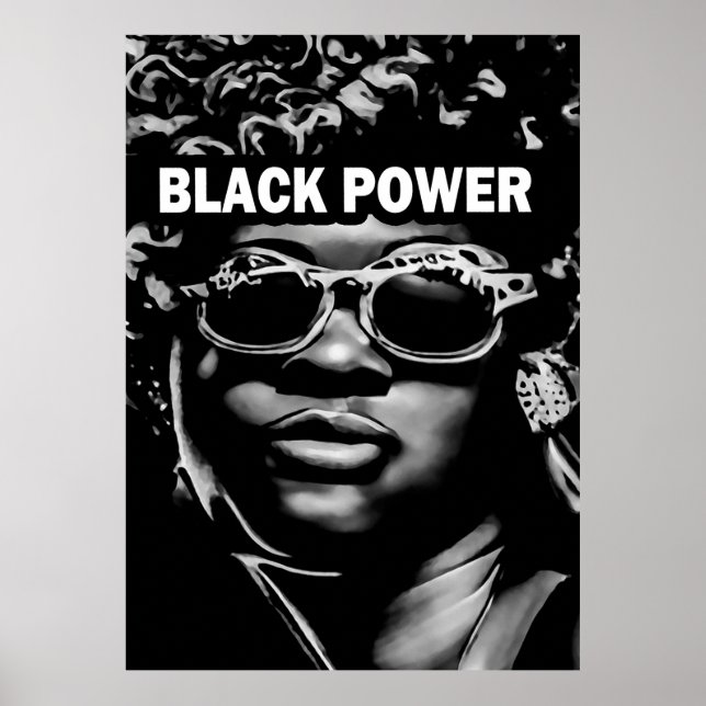 Póster Retrato de mujer afrobella de poder negro (AI+huma (Frente)