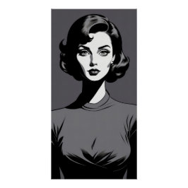 Póster Retrato de mujer blanca y negra