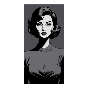 Póster Retrato de mujer blanca y negra