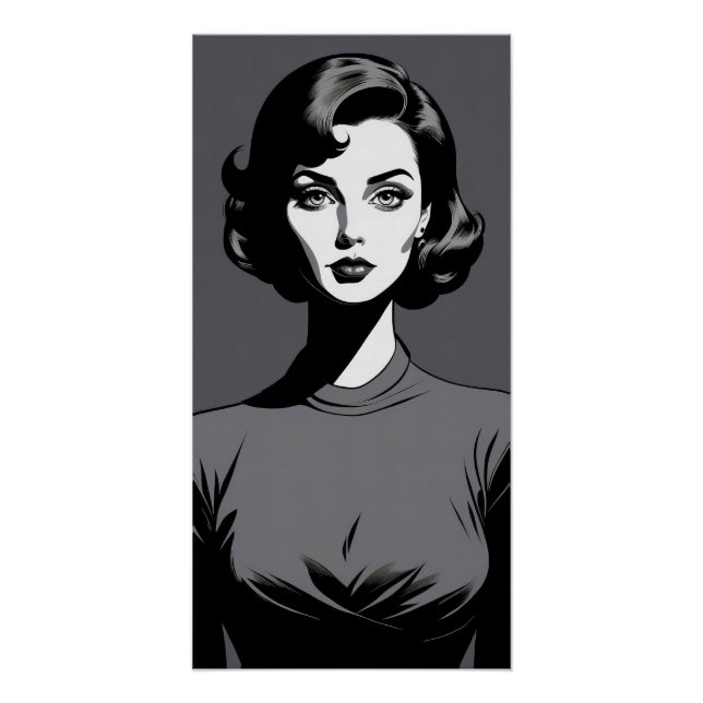 Póster Retrato de mujer blanca y negra (Anverso)