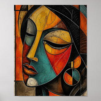 Póster Retrato de mujer cubista abstracto MAASAI