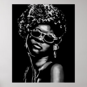 Póster Retrato de mujer de belleza africana (AI+humano)