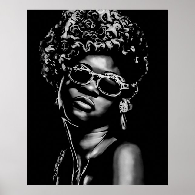 Póster Retrato de mujer de belleza africana (AI+humano) (Frente)